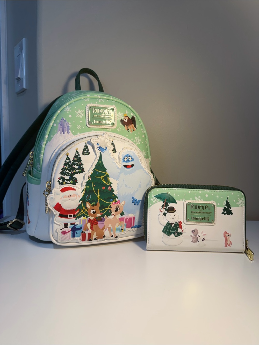 Loungefly Rudolph The Red-Nosed Reindeer Light Up Mini Backpack & Wallet